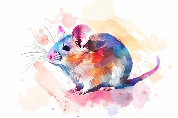 watercolor art. illustration of a mouse