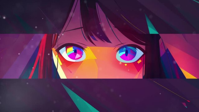 Black and white emotions eyes of anime manga girls. anime animations. Animations