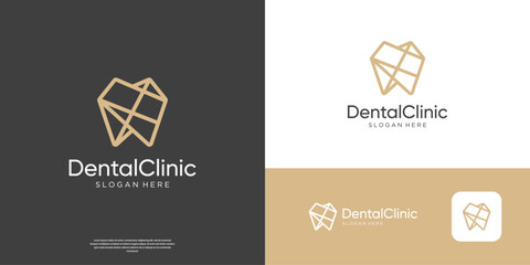 Abstract dental clinic logo template, dentistry icon symbol vector illustration.