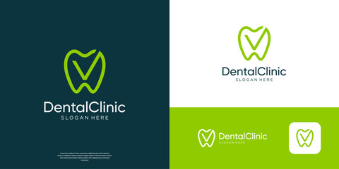 Letter V dental care logo design template.