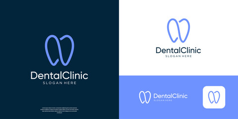 Letter N dental care logo design template.