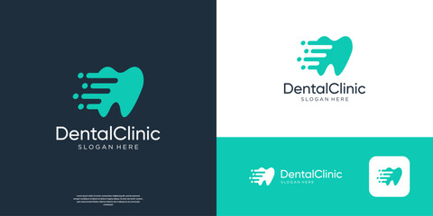 Dental care logo fast move urgent logo design template.