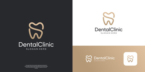 Minimalist dental care logo design with line art style.
