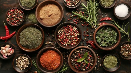 A selection of fragrant es and herbs essential for creating delicious and complex slow cooked...