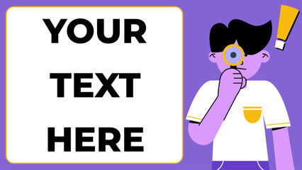 Search Research Investigation Flat Illustration Concept - Man Teen Investigate with Magnifier and Zoom
