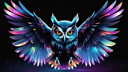 Owl with wings spread - Powered by Adobe