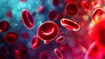 3D illustration of Red Blood Cells Background in Microscopic View