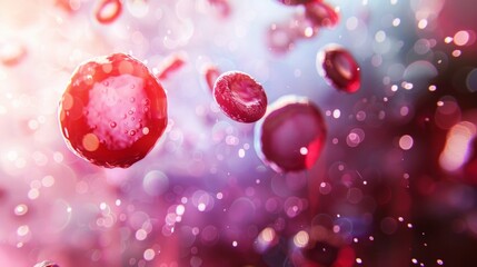 3D illustration of Red Blood Cells Background in Microscopic View