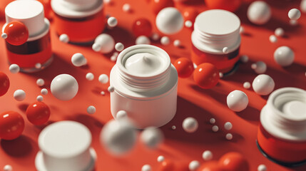 Hydrating Sensitive Skin: 3D Illustration of Moisturizing Lotion Application and Soothing Product