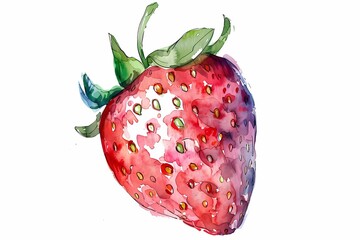 watercolor art. strawberry fruit illustration