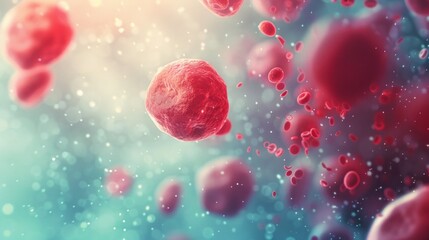3D illustration of Red Blood Cells Background in Microscopic View