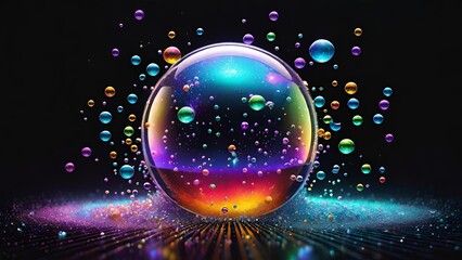 Solid bubble with baby bubbles in background