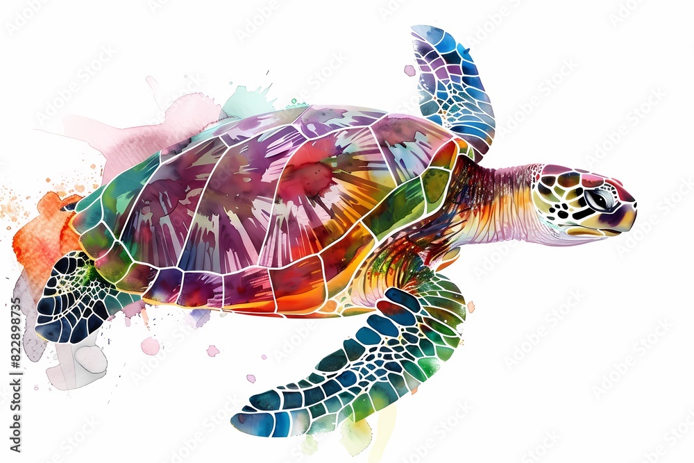 Wall mural watercolor art. illustration of a turtle - Wall murals