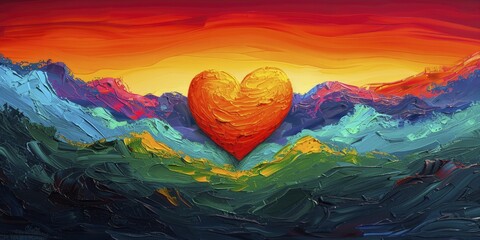 Fototapeta premium Abstract Flow of Love, minimalist art with a golden heart at the center, perfect for capturing the essence of romance in written pieces.