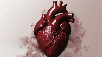 Crimson Pulse, vibrant reds and soft pinks leading to a heart, great for thematic promotional posters.