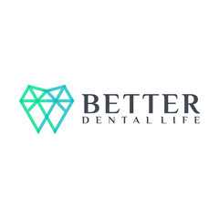 Fototapeta premium Diamond line icon, jewelry and dental logo vector