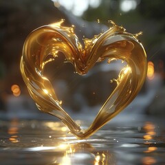 Tender Embrace, gold swirls forming a minimalist heart shape, ideal for social media celebrating love
