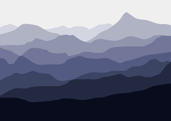 Landscape with mountains. Vector illustration in flat style.