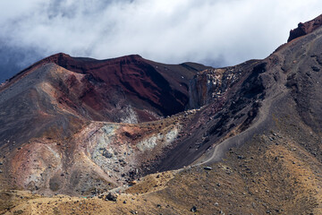 Iconic Red Crater : Dramatic volcanic site features lava fields and geothermal activity, Tongariro...