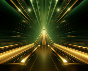 gold green background Simple and elegant style, perspective view