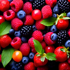 Obraz premium Large varieties of colorful berries