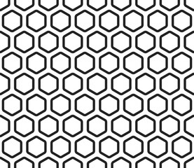 Hexagon geometric shapes background. Bold rounded hexagon cells with padding. Hexagonal cells. Seamless tileable vector illustration.