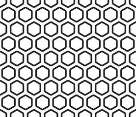 Hexagon geometric shapes background. Bold rounded hexagon cells with padding. Hexagonal cells. Seamless tileable vector illustration.
