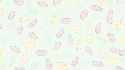 Seamless pattern with pastel almond shapes on light background. Soft and minimalistic design perfect for fabric, wallpaper, and textile.