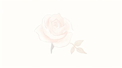 Delicate pastel pink rose illustration with subtle shading on a plain background. Perfect for wedding invitations and romantic designs.