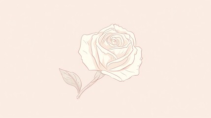 Elegant pastel rose illustration on a soft pink background, showcasing delicate lines and minimalist design. Perfect for decor and greeting cards.