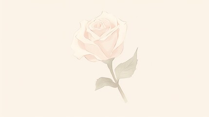 Elegant pale pink rose on a beige background, capturing the delicate beauty of nature in a minimalist design. Ideal for art, decoration, and design projects.