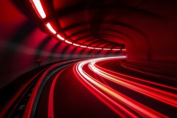 Long Exposure of Red Light Trails on Black Background
