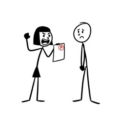 stick figures are scolded because their grades are bad