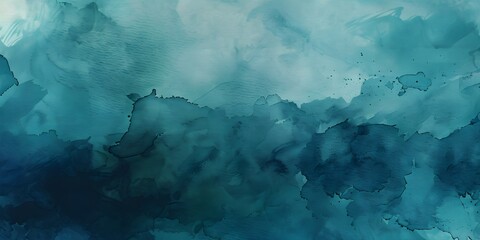 Abstract Teal Watercolor Background with Smooth Brush Strokes