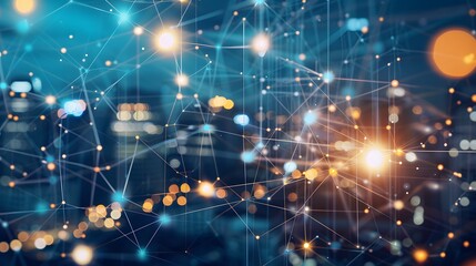 Obraz premium Abstract Technology Background with Digital Network and Smart City