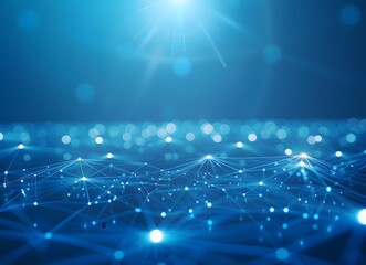 Obraz premium Abstract Technology Background with Network Connection in Blue Tone