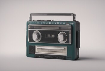 Fototapeta premium 3d player background transparent olated cassette portable retro illustration walkman old sony music audio isolated vintage tape white technology