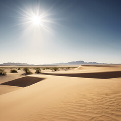 Vast desert with sand dunes 