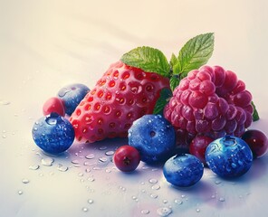 berries with blueberries and red raspberries