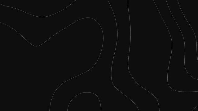Topographic line contour map background, geographic grid map, black and white, animation 4k