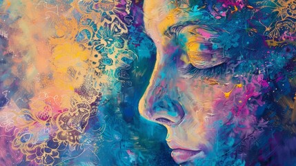 An uplifting artwork with positive affirmations and motivational quotes aimed at promoting mental wellbeing and boosting selfesteem.