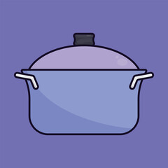 Cooking pot vector icon. Kitchen pot vector illustration. Cooking pot vector illustration with cap