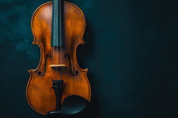 Classic Wooden Violin Closeup On Neutral Black Background Created Using Artificial Intelligence