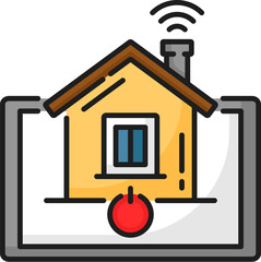 Smart home icon for real estate, house apartment rent, mortgage and insurance, line vector. Smart house symbol of residential property sale, rental or real estate realtor service in color outline