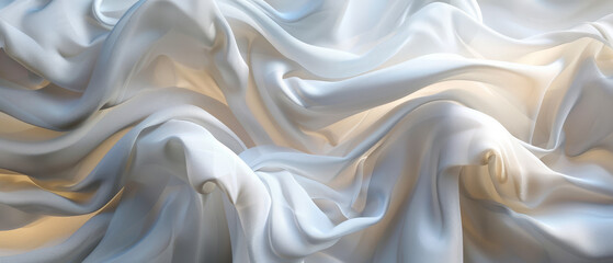 abstract shapes of white silk folds