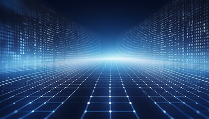  A clean and minimalistic background of white binary code on a deep navy blue background