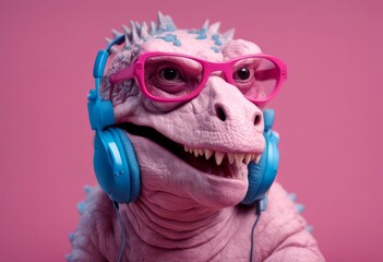 pink old background blue glasses aring lady dinosaur adphones grandmother halloween fashion horror music face beauty style age activity vacation creative art design fantasy earphones