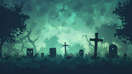 graveyard silhouette halloween Abstract background