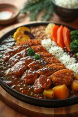 Japanese curry rice with assorted toppings