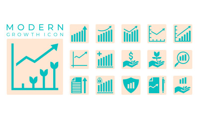 ICON 6 GROWTH ICON SET WITH MODERN VECTOR ILLUSTRATION CONCEPT